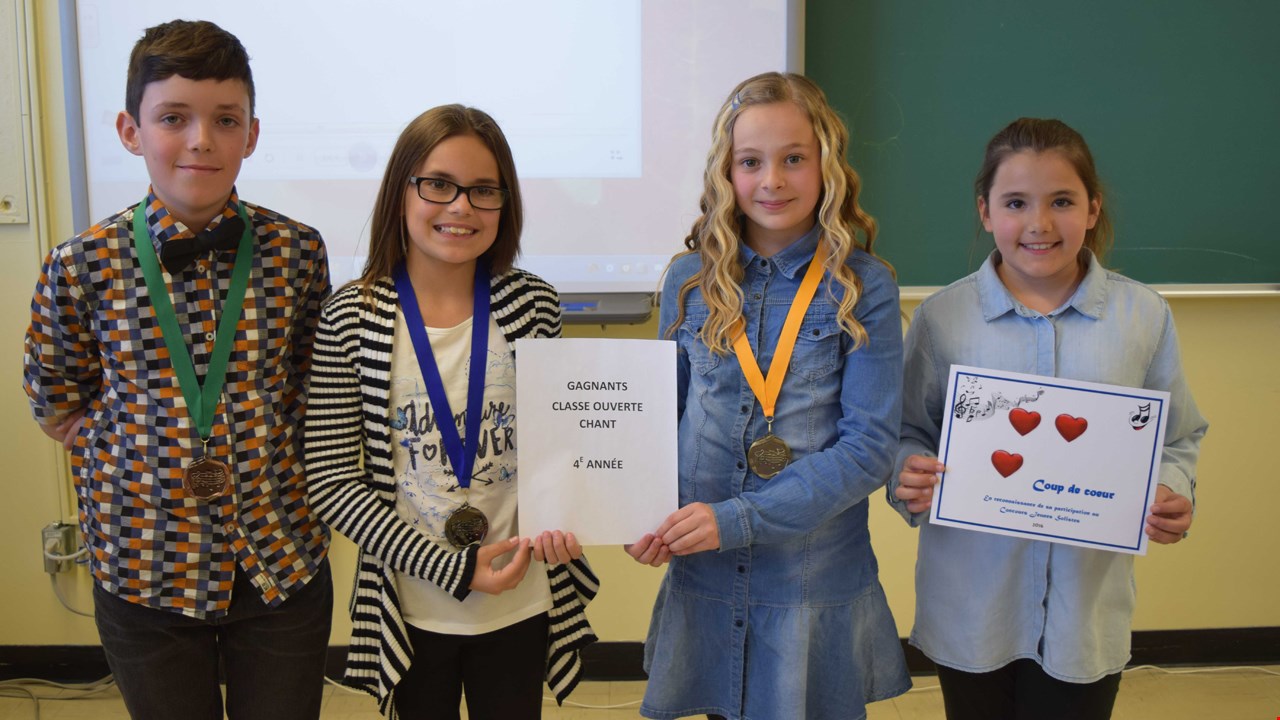 Classe ouverte, 4e- Bronze: Justin-Xavier Boily, Argent : Marianne Surprenant , Or: Anne-Marie Thériault, Coup de cœur: Alexandra Rodrigue.