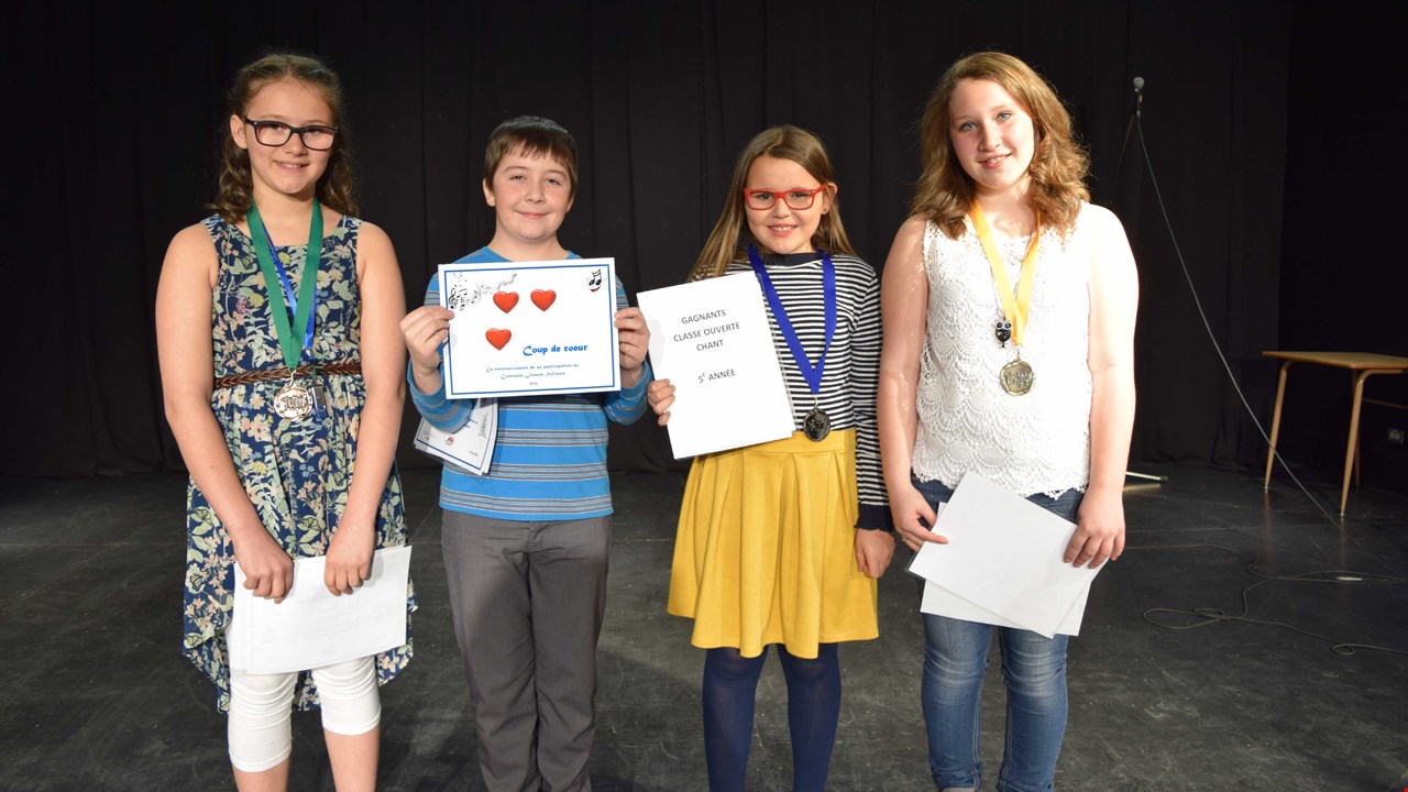 Classe ouverte, 5e- Bronze: Livia Boucher, Coup de cœur : Samuel Boutin, Argent : Gabrielle Lapointe, Or : Laurie Gravel.