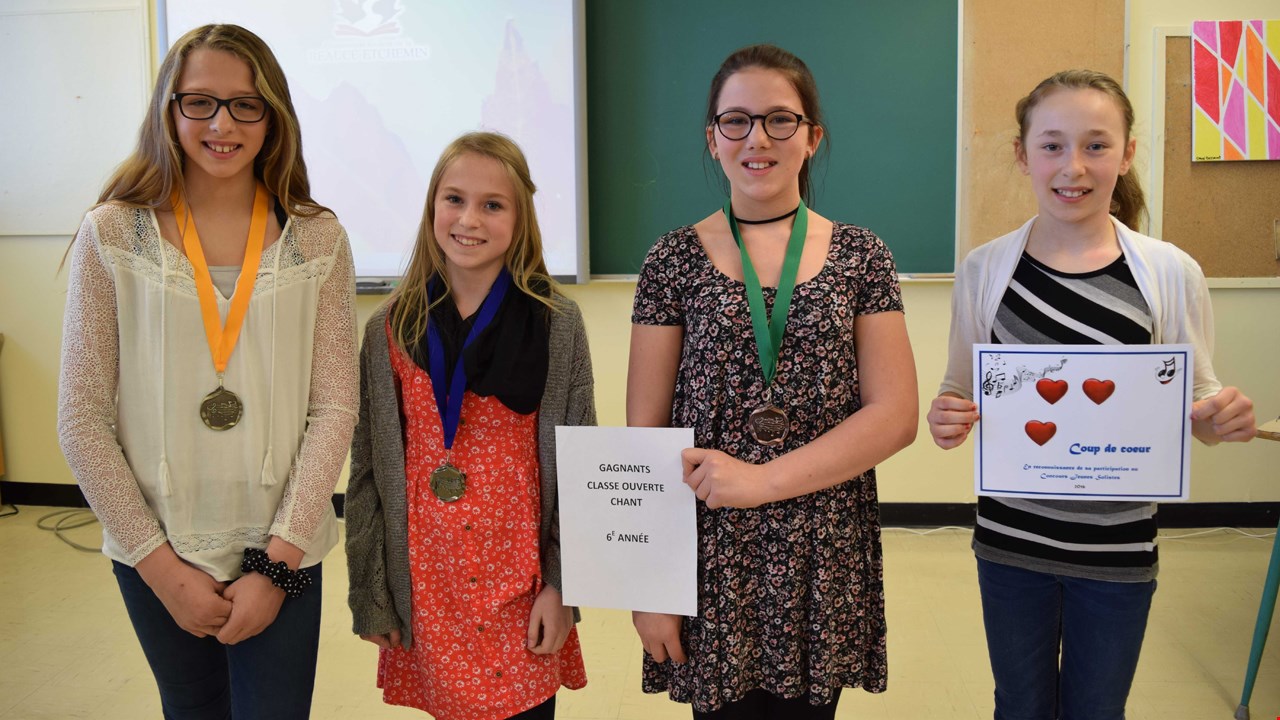 Classe ouverte, 6e- Or : Anaïs Tardif, Argent : Emmy Bolduc, Bronze : Magali tardif, Coup de coeur : Julia Reny.