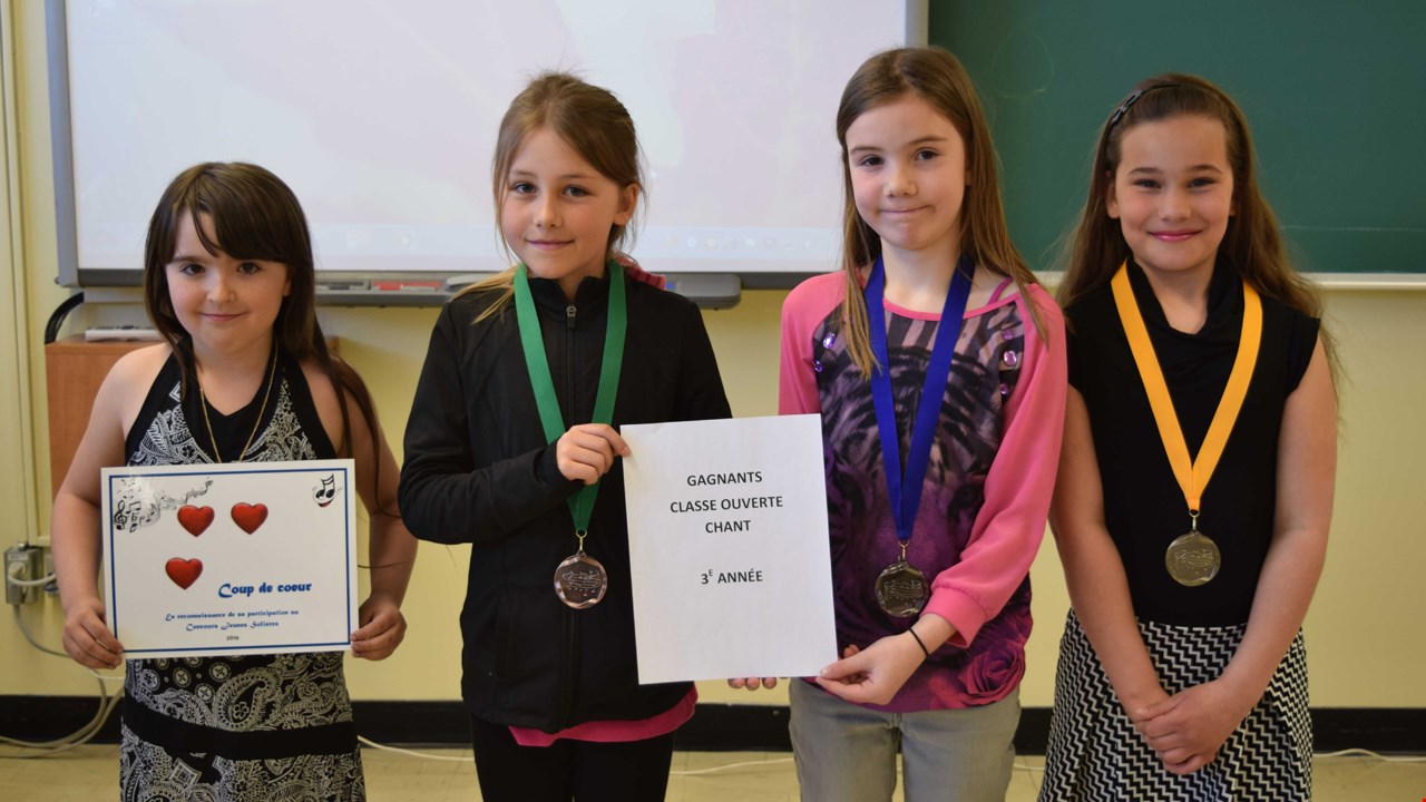 Classe ouverte, 3e- Coup de cœur : Kelly Wickens, Bronze : Megan Daoust, Argent : Brittany Tremblay, Or: Julia Lachance.