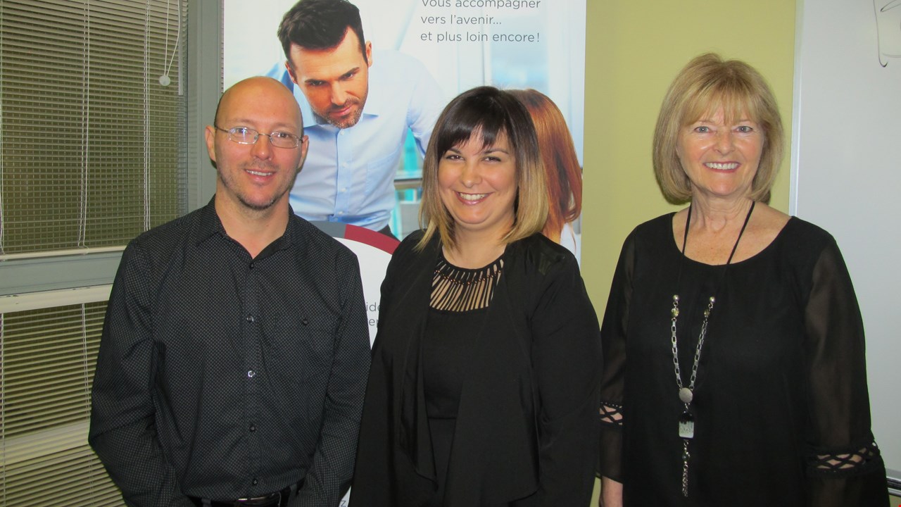 Tony Gingras, coordonnateur au Mentorat d’affaires de Chaudière-Appalaches économique, Anne-Marie Couture, mentorée, Maryse Labonté, mentore.