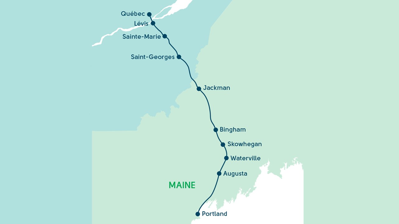 Le tracé reliera la Ville de Québec à Augusta, capitale du Maine.