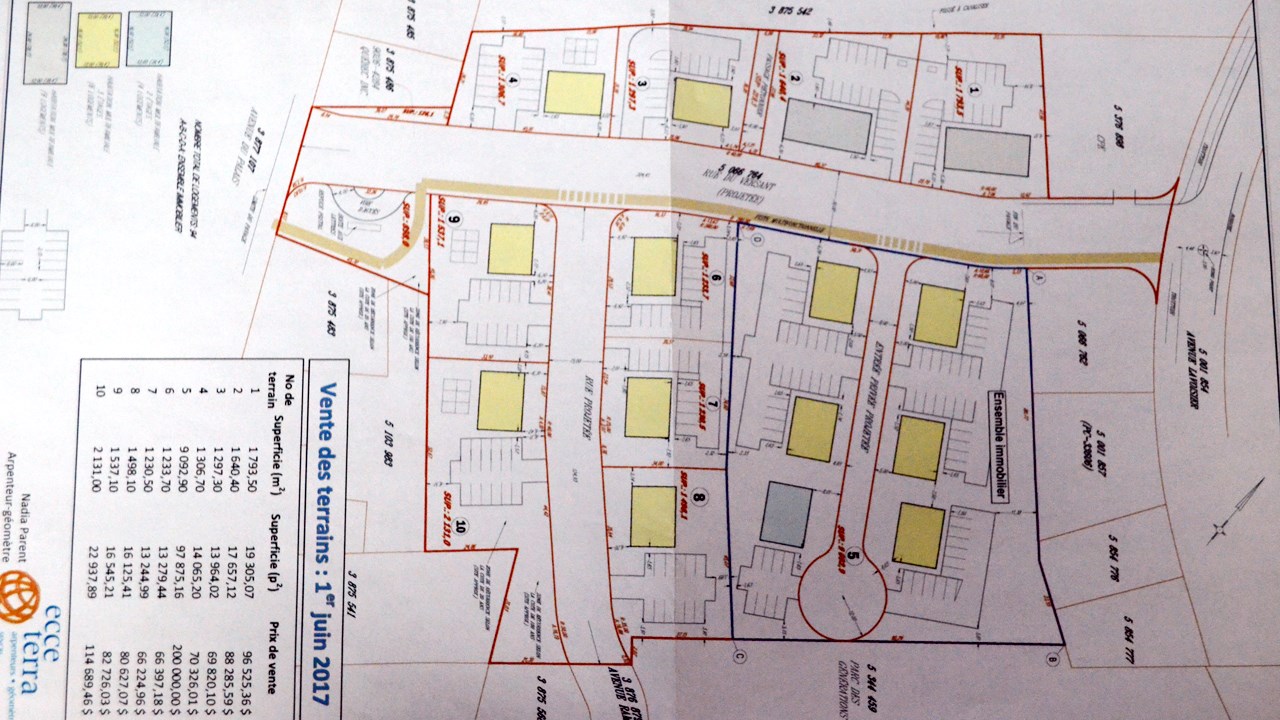 Sur la carte, les quadrilatères jaunes représentent les immeubles d'au moins six logements tandis que les deux gris devront comprendre au minimum neuf logements.