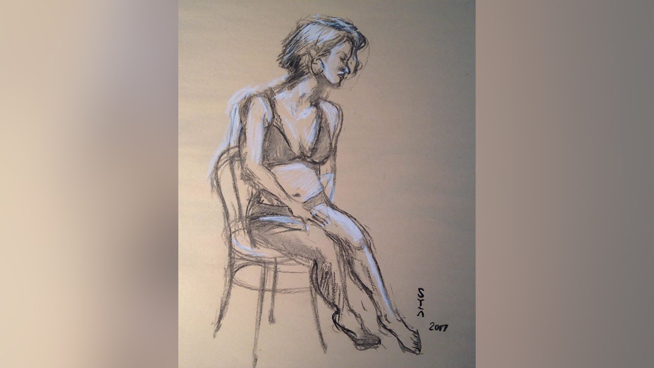 Premier atelier de dessin de modèle vivant au Café l'Aléa à St-Georges