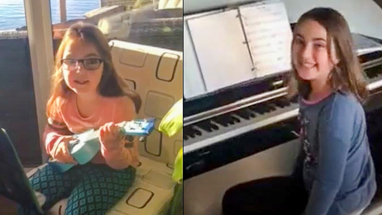 De gauche à droite, deux des jeunes artistes qui se produiront à Saint-Benoît, Lydia Pomerleau (6 ans) et Maude Pomerleau (8 ans). 
