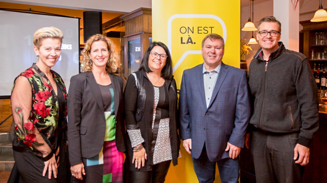 De gauche à droite, Nancy Labbé, directrice de la CCINB, Chantal Gravel, présidente du comité Perséides 2018, Anne Vaillancourt, directrice de Promutuel Assurance Chaudière-Appalaches, François Faucher, directeur de NNC Solutions et président d'honneur des Perséides 2018 et François Lehouillier, président du CA de la CCINB.