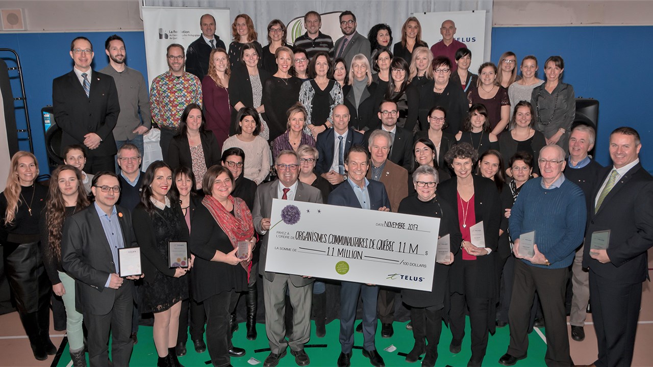 L'entreprise Telus a remis, à travers la grande région de Québec, un total de 1,1 million de dollars à une cinquantaine d’organismes lors du vendredi 1er décembre 2017.