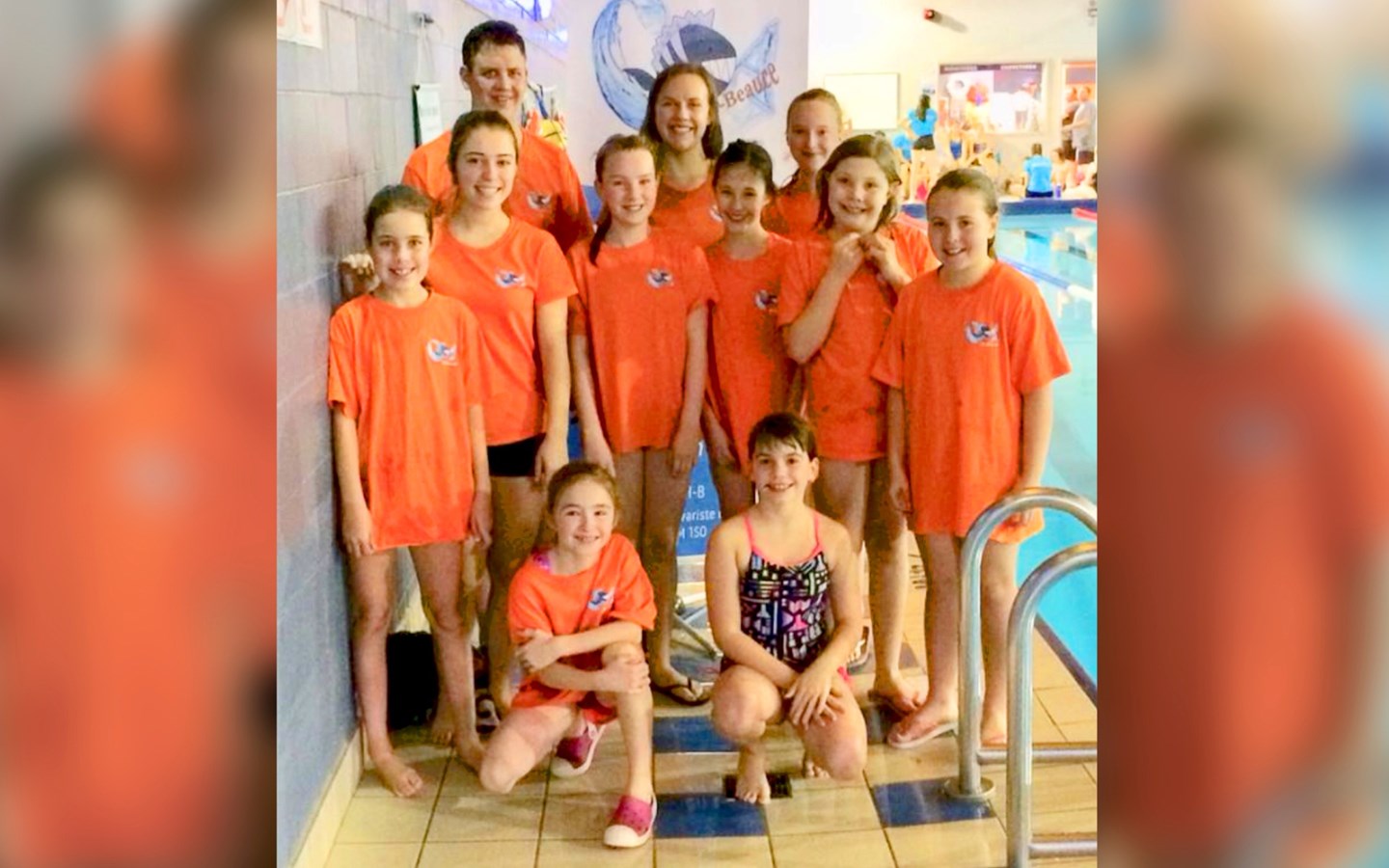 De gauche à droite et de haut en bas sur la photo, Mathieu Bouchard-Racine, Marylène Bouchard-Racine (entraîneure), Myriam Parent, Célia Labrecque, Amanda Faucher (entraîneure), Rosalie Fortier, Allyson Bégin, Sarah-Maude Mathieu, Marylou Veilleux puis Sélina Robert et Audrey Thibault.