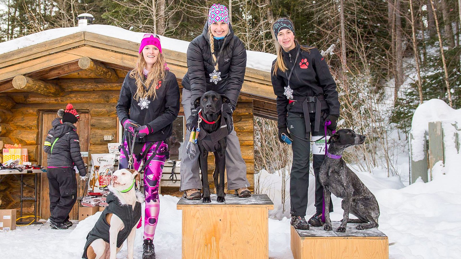 1ère Élise Grandguillot, 2e Amélie Cadorette avec un Alaskan de 18 mois nommé Raili, 3e Stephanie Cotnoir avec un Pittbull mixte d'un an et demi nommé Monster.