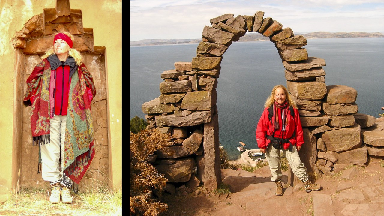 La romancière au Lac Titicaca.