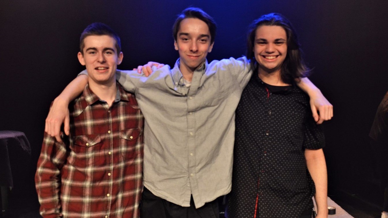 Le groupe « Le Choix du Président » qui a remporté la finale locale de Secondaire en spectacle à la Polyvalente Benoît-Vachon de Sainte-Marie (Gabriel Beaulieu, Mickaël Bergeron et Thierry Gagnon).