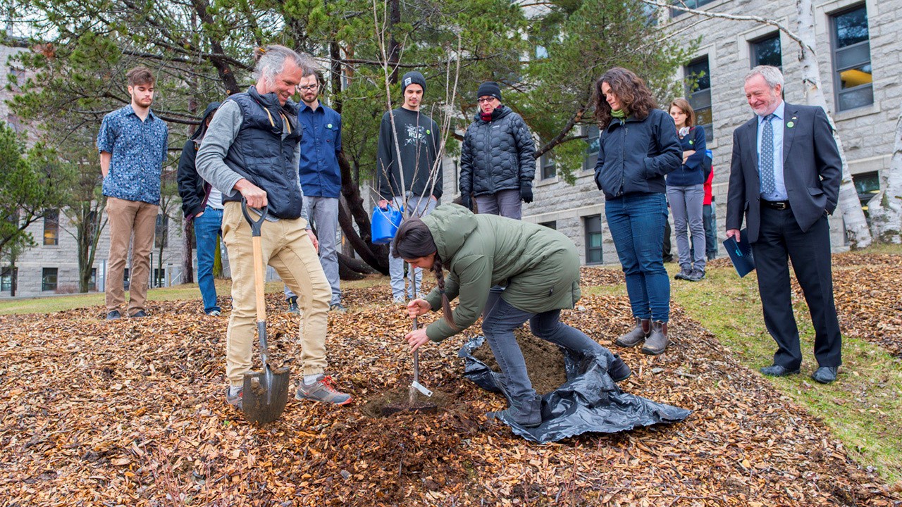 Un premier arbre a été planté ce matin sur le site de permaculture situé à l'extrémité sud de l'établissement.