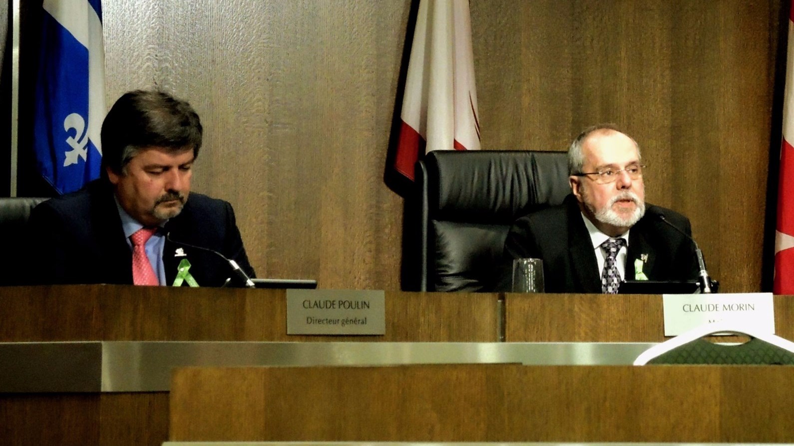Claude Poulin, directeur général et Claude Morin, maire de la Ville de Saint-Georges lors de la séance du conseil de Ville de Saint-Georges du lundi 24 avril 2017.