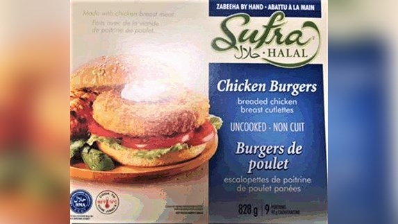 Les boites de burgers de poulet de marque Sufra Halal de 828 g ayant la date d'expiration 2018-01-20 sont visées par ce rappel. 