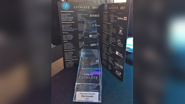 L'athlète mariverain Eliot Grondin a remporté le titre de la Découverte de l'année au Gala de l'athlète 2017.