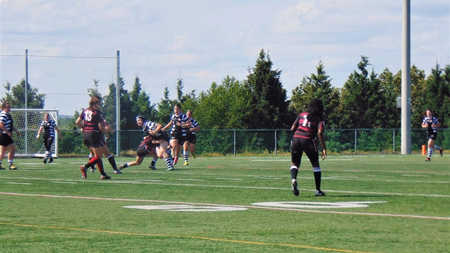 L'équipe de rugby des Lumberjacks de Saint-Georges, lors de leur 2e match à domicile en saison, disputé lors du samedi 17 juin 2017 au terrain synthétique de la Cité étudiante de Saint-Georges.