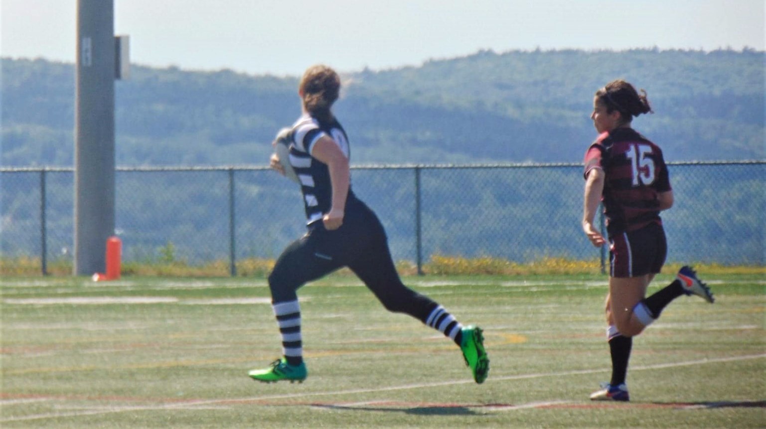 L'équipe de rugby des Lumberjacks de Saint-Georges, lors de leur 2e match à domicile en saison, disputé lors du samedi 17 juin 2017 au terrain synthétique de la Cité étudiante de Saint-Georges.