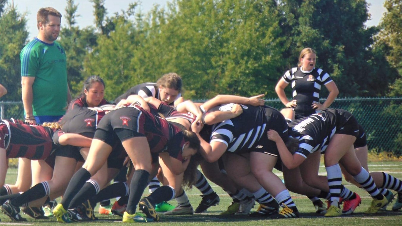 L'équipe de rugby des Lumberjacks de Saint-Georges, lors de leur 2e match à domicile en saison, disputé lors du samedi 17 juin 2017 au terrain synthétique de la Cité étudiante de Saint-Georges.