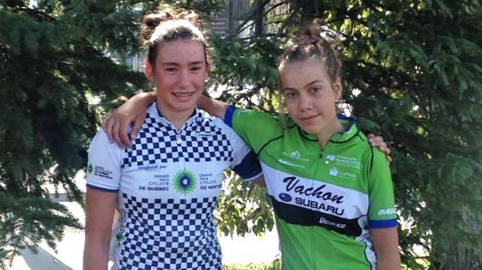 Les cyclistes beauceronnes Évelyne Lacasse et Patricia Davidson du Club Vachon Subaru Beauce.
