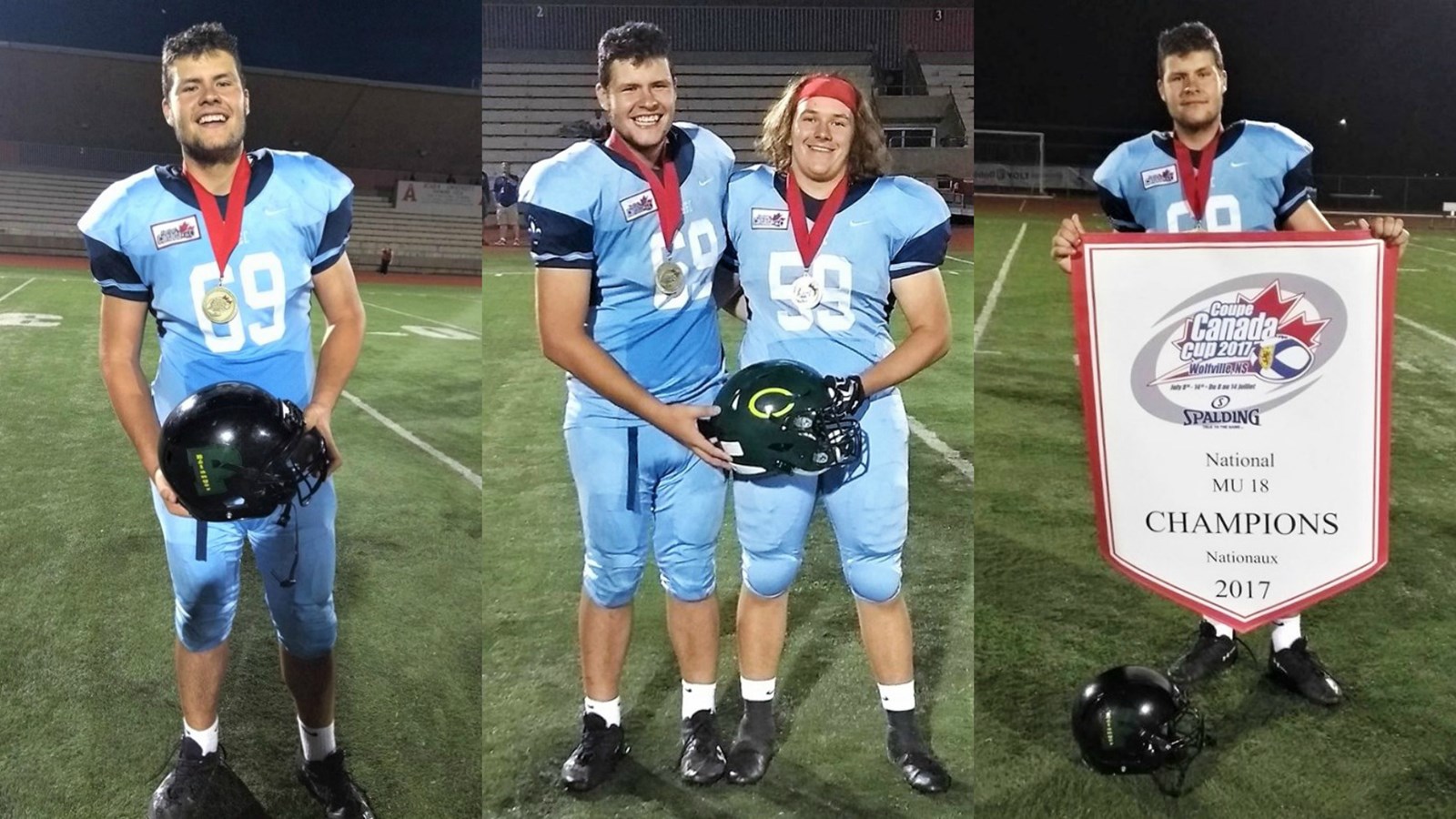 Les Beaucerons Christopher Fortin et Samuel Faucher ont remporté la médaille d'or avec l'Équipe Québec à la Coupe Canada de football lors du vendredi 14 juillet 2017 à Wolfville en Nouvelle-Écosse.