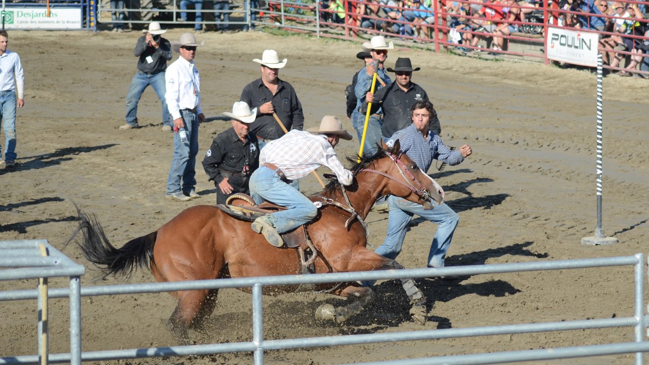 Des estrades pleines pour la finale du rodéo des Festivités western de Saint-Victor