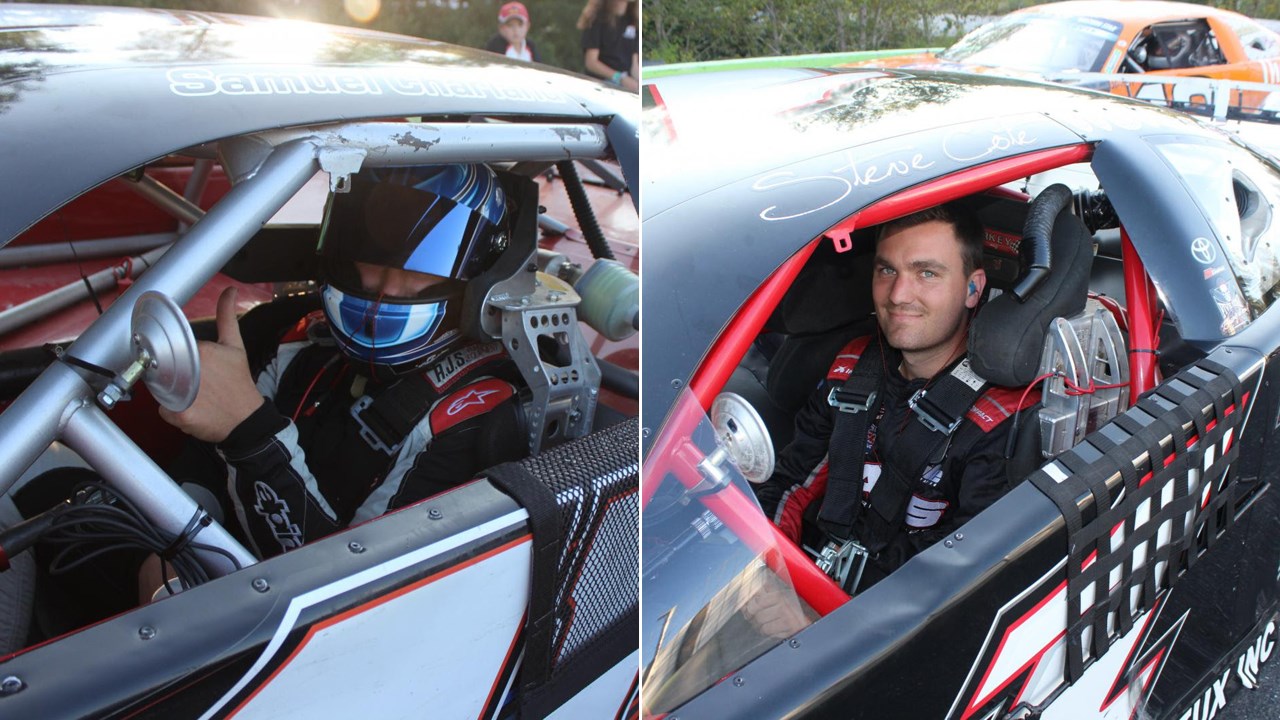 Steve Côté (droite) a 13 points d'avance sur Samuel Charland (gauche) au sommet du classement de la série Nascar Late Model.
