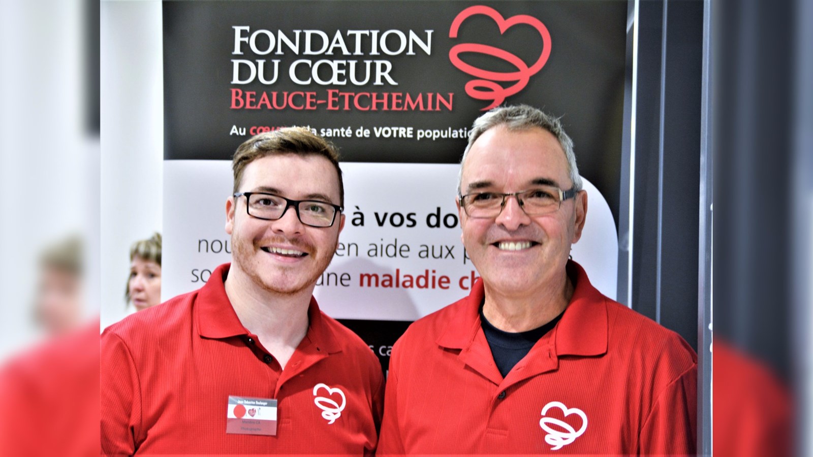 Jean-Sébastien Boulanger, président du Pavillon du cœur Beauce-Etchemin et Denis Bolduc, président de la Fondation du coeur Beauce-Etchemin.