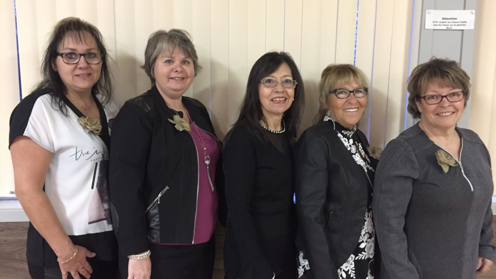 Chantal Beaudoin, Danielle Roy, Elena Latrille, Claire Lessard, et Angèle Rodrigue.