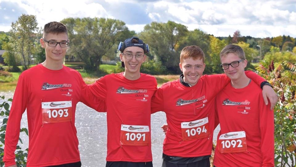 Au BeauceRUN : David Fortin, Jordan Côté, Sébastien Larivière et Léo Gagné.