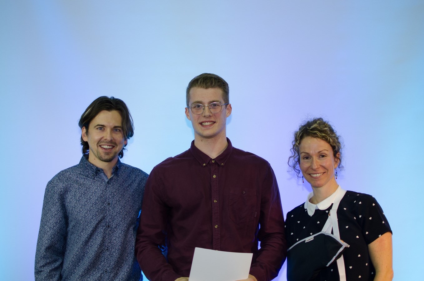 Étienne Groleau (Cégep Beauce-Appalaches), Yannick Poulin-Giroux (lauréat) , Mélissa Caron (Cégep de Granby)
