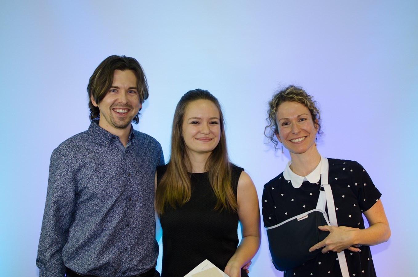 Étienne Groleau (Cégep Beauce-Appalaches), Adrielle Pelchat-Rochette (lauréate), Mélissa Caron (Cégep de Granby)