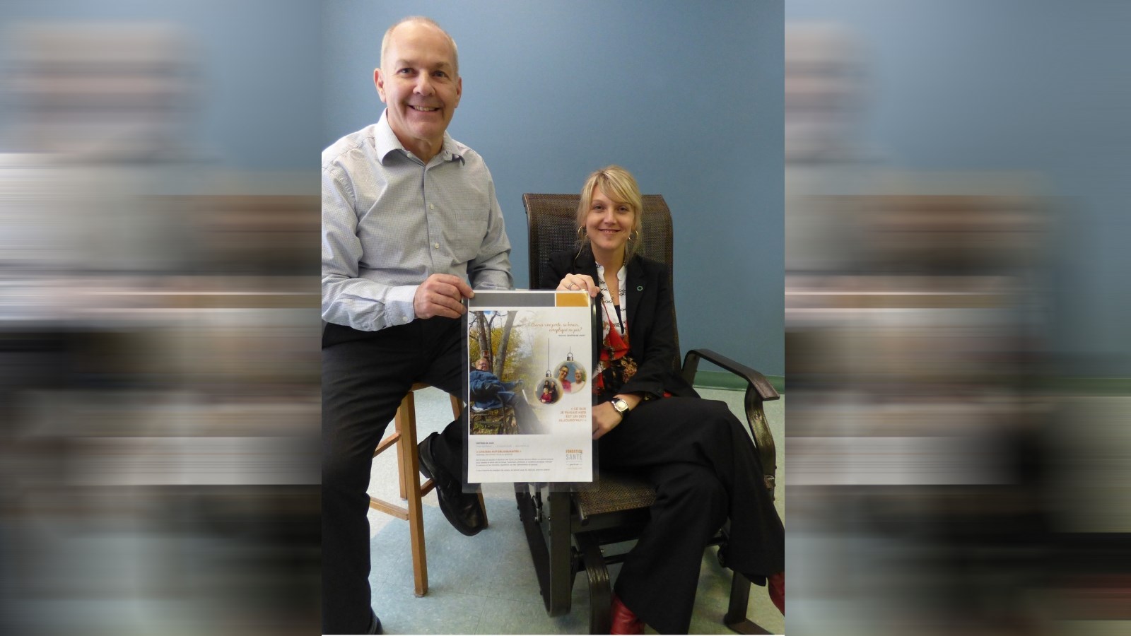 Marie-Klaude Gagnon et François Bégin, administrateurs à la Fondation Santé Beauce-Etchemin veulent aider les personnes âgées des centres de jour par l’acquisition de chaises autobloquantes.