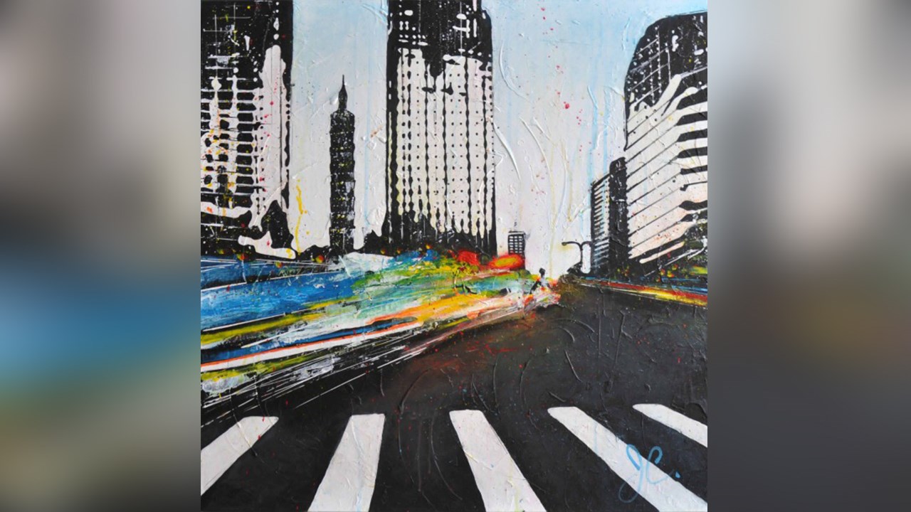 L'œuvre « Traffic Blur » de l'artiste Johanne Couture, originaire de Saint-Prosper.