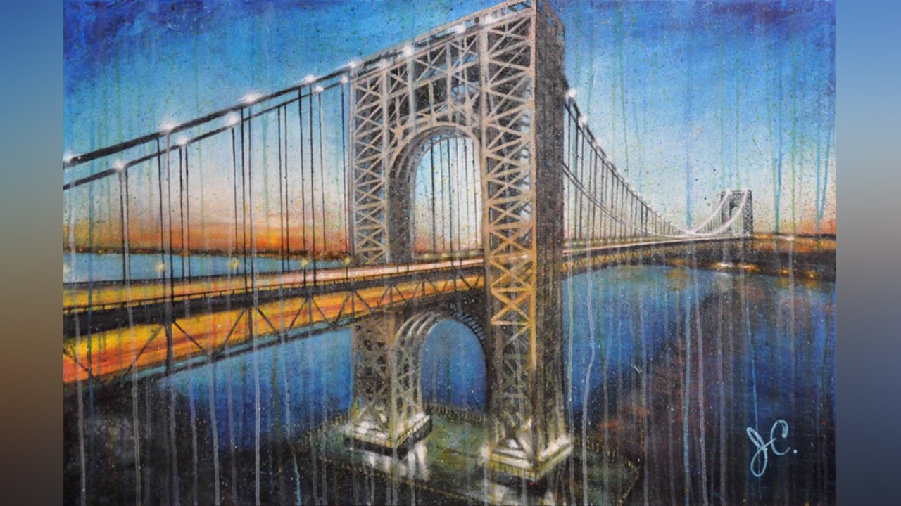 L'œuvre « Bridge at sunrise » de l'artiste Johanne Couture, originaire de Saint-Prosper.