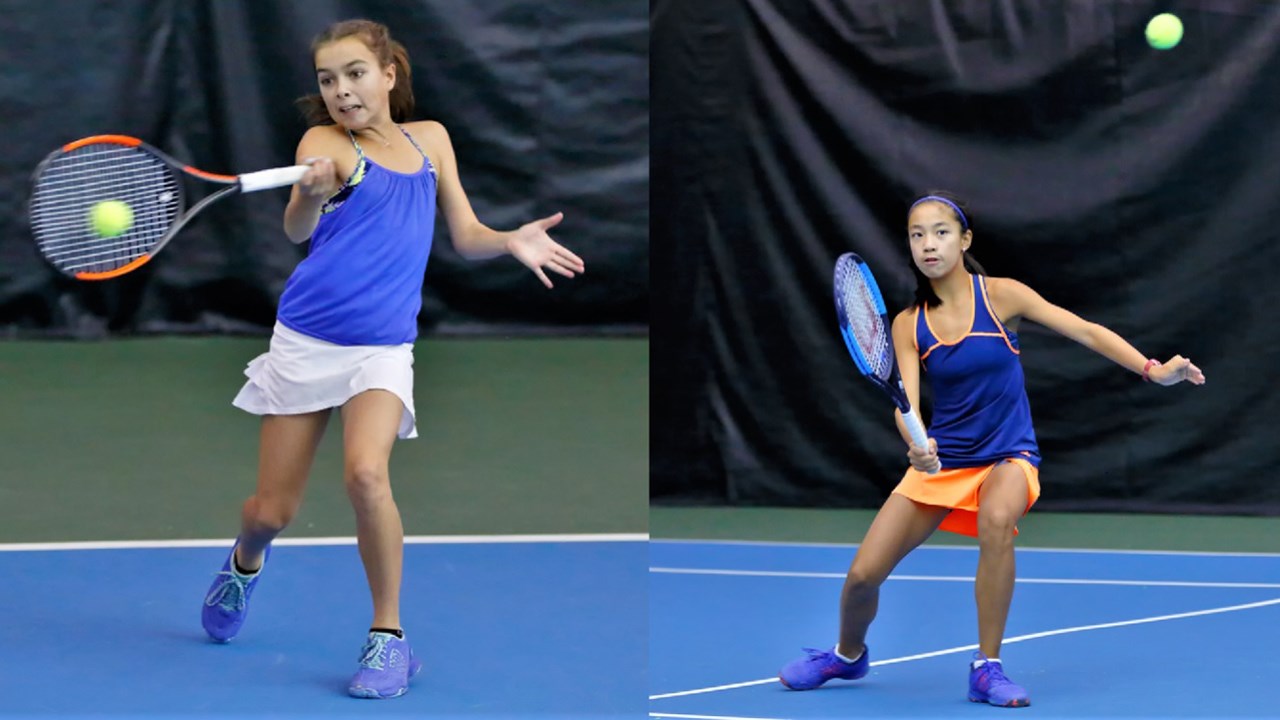 Alizée Poulin, de Beauceville, à gauche, évolue dans la catégorie des 12 ans chez Tennis Beauce. Rosalie Carrier-Dulac, de Saint-Georges, à droite, évolue quant à elle dans la catégorie des 14 ans.