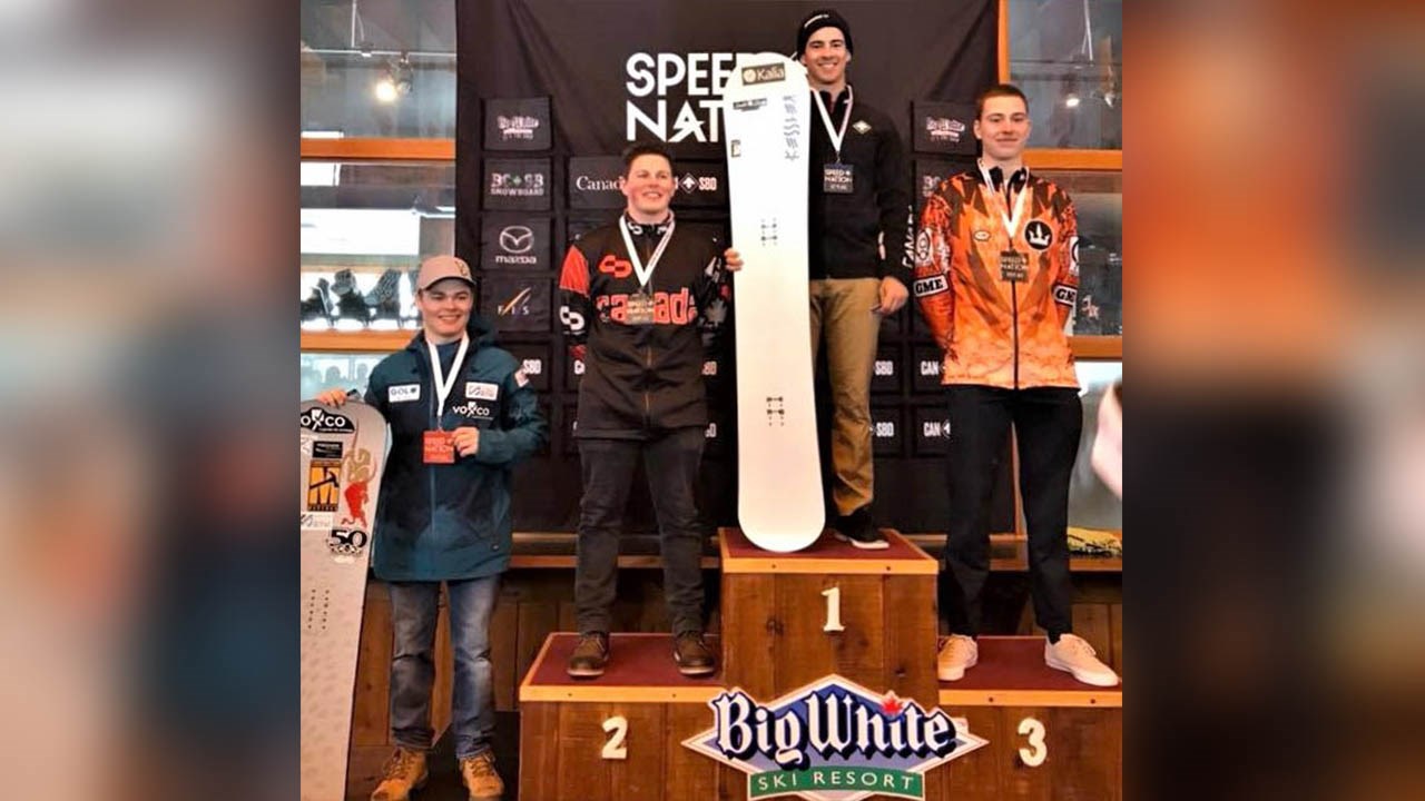 De gauche à droite : Anthony Gervais-Marcoux (4e position), Evan Bichon (2e position), Éliot Grondin (1re position) et Henry Collins (3e position).