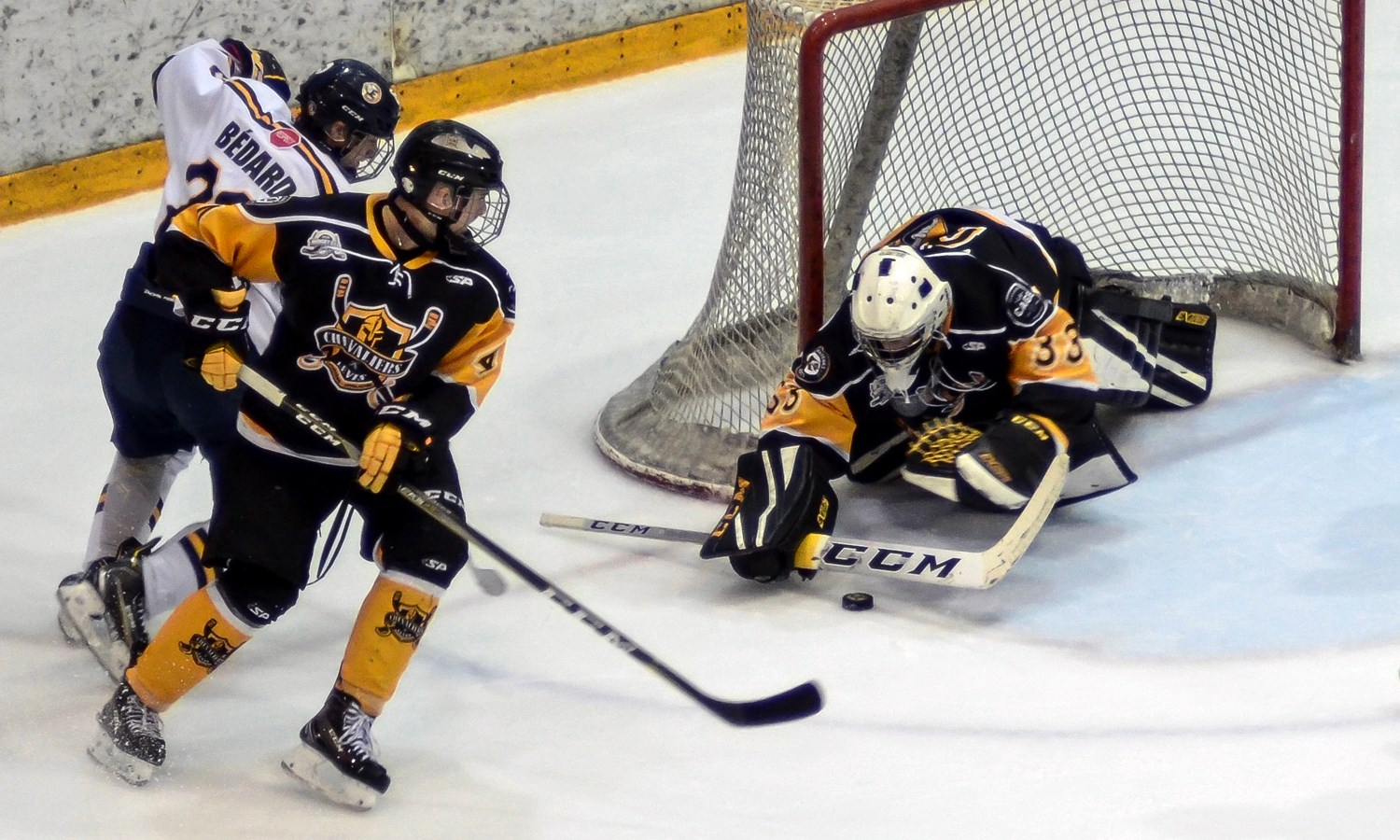 Justin Gosselin #4 et le gardien Thomas Couture