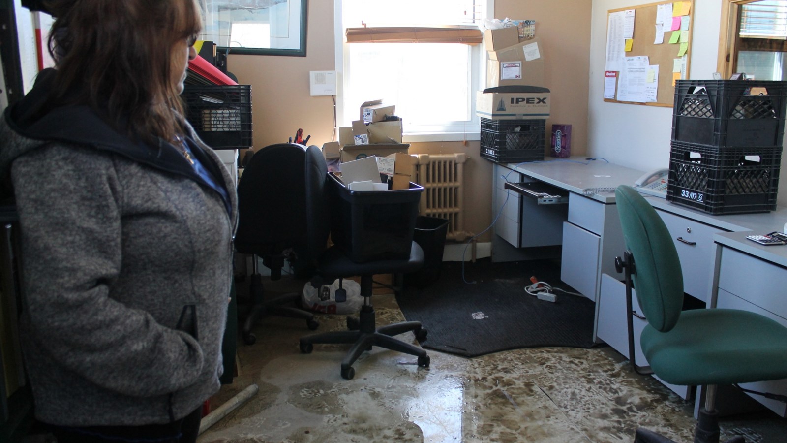 Le bureau de Maria Gagnon après le sinistre