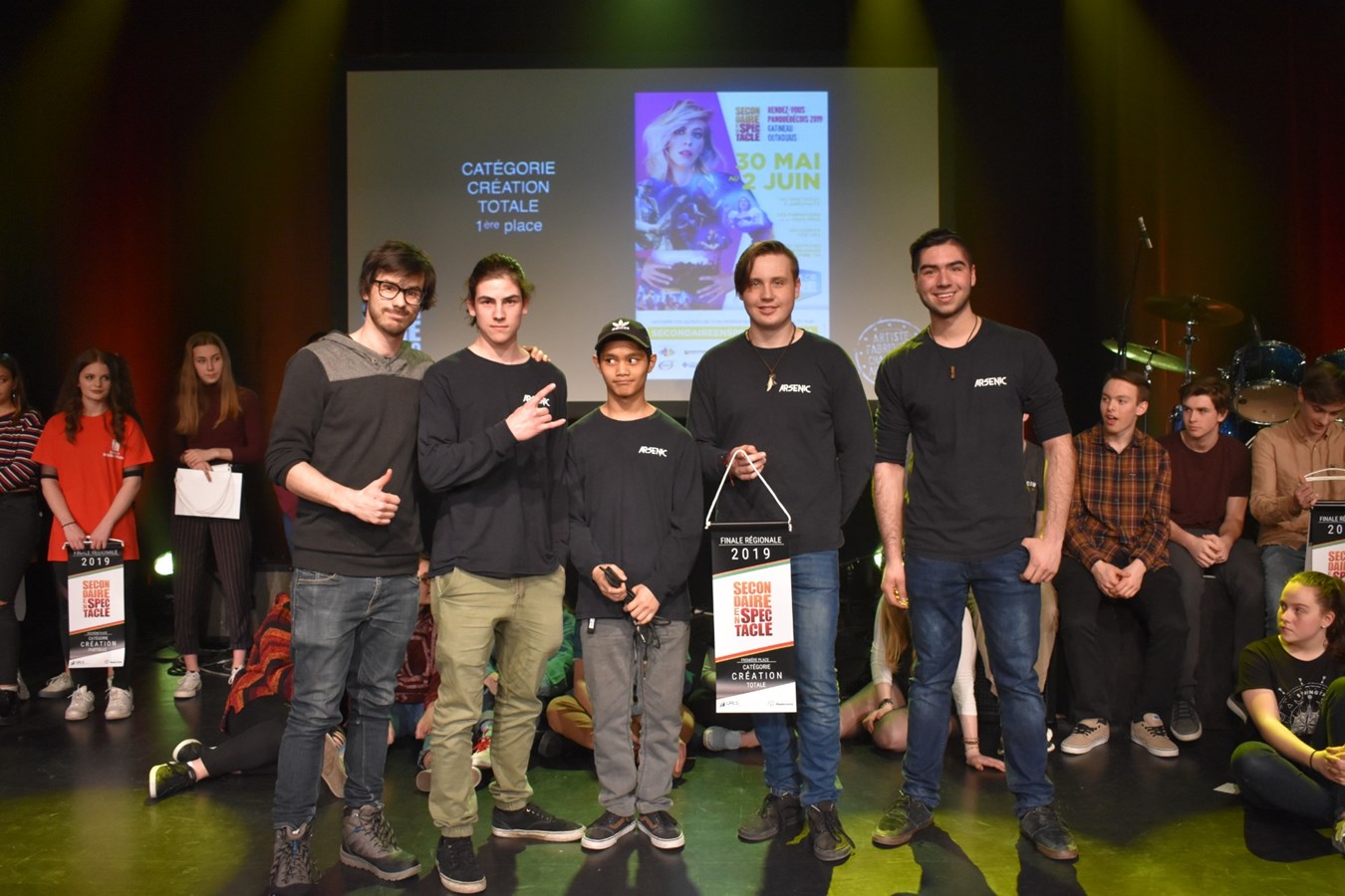 Déreck Rouillard, Jacob Deblois, Charles-Étienne Gourde et Chad Provençal, de la polyvalente des Appalaches ont gagné la 1re place dans la catégorie Création totale, le 12 avril dernier.
