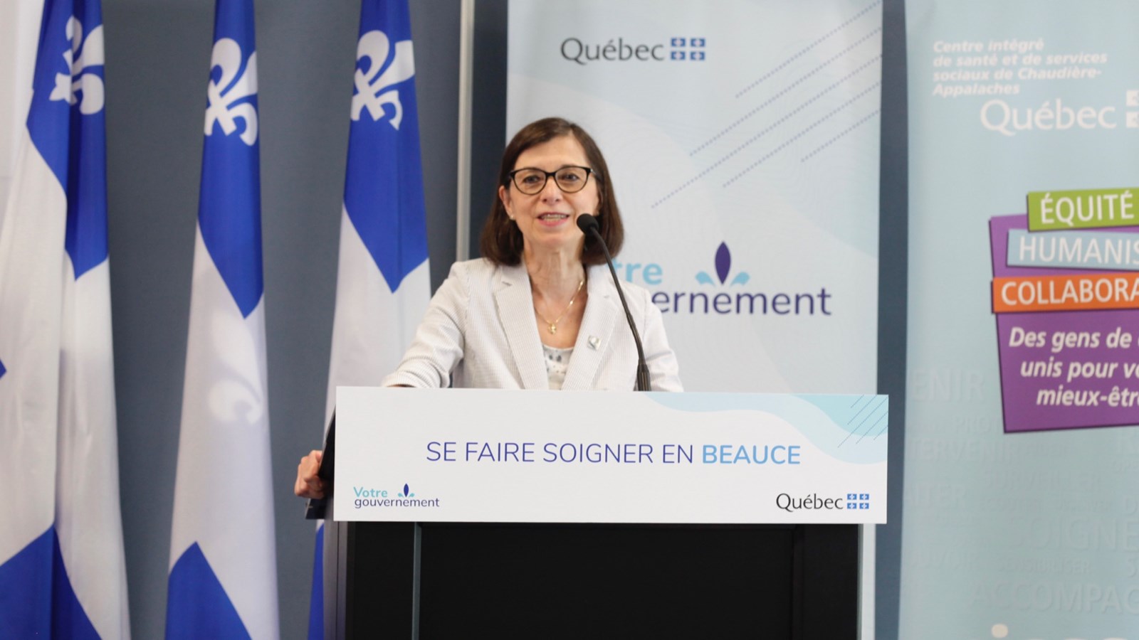 La ministre Danielle McCann était de passage en Beauce pour cette importante annonce.