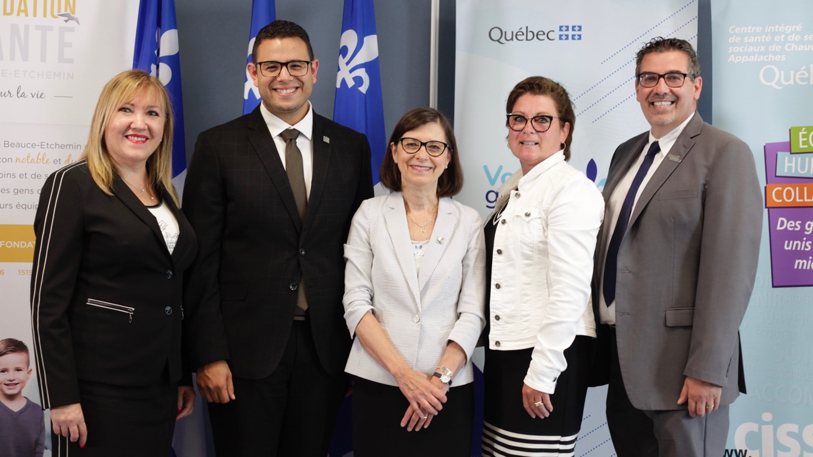 Brigitte Busque, Samuel Poulin, Danielle McCann, Manon Veilleux et Daniel Paré