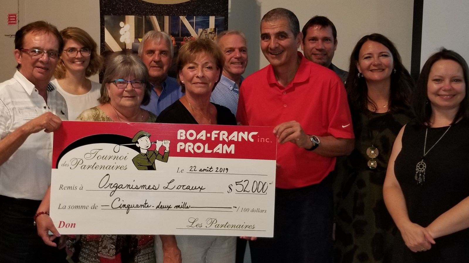 Tournoi de golf des partenaires Boa-Franc/Prolam : un don de 52 000 $ à la communauté