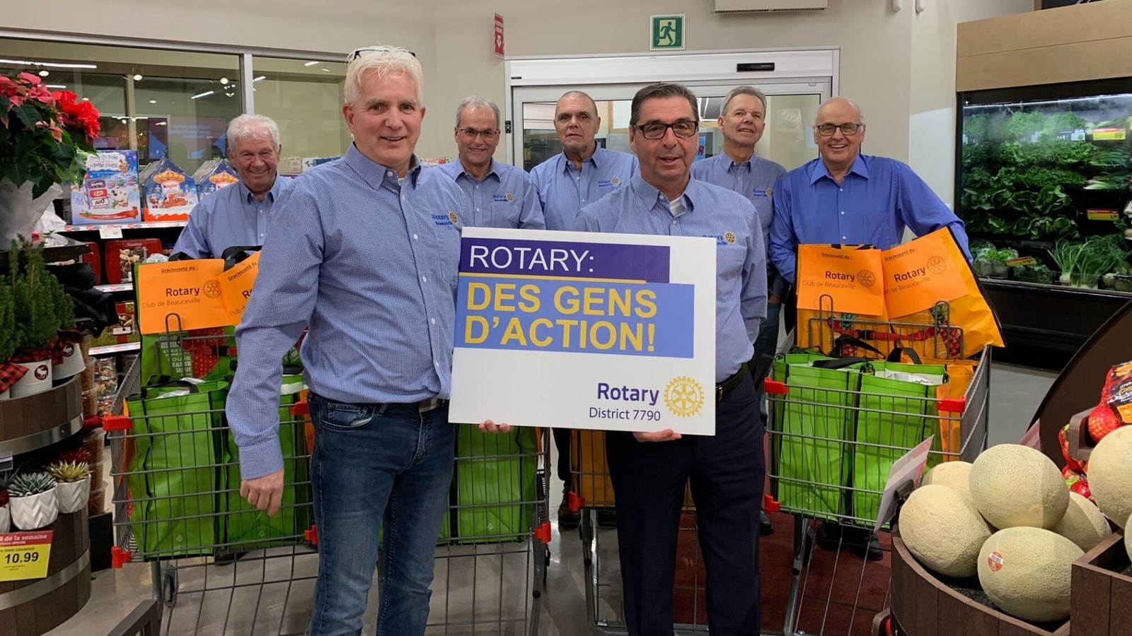 Serge Labbé, Marc Lessard, Jean Bolduc, Denis Mathieu, Raymond Fortin,Martin Gingras, Président du Club Rotary et Daniel Boudreault