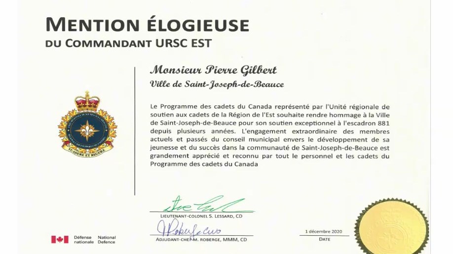 Saint-Joseph reçoit les honneurs des Forces armées canadiennes