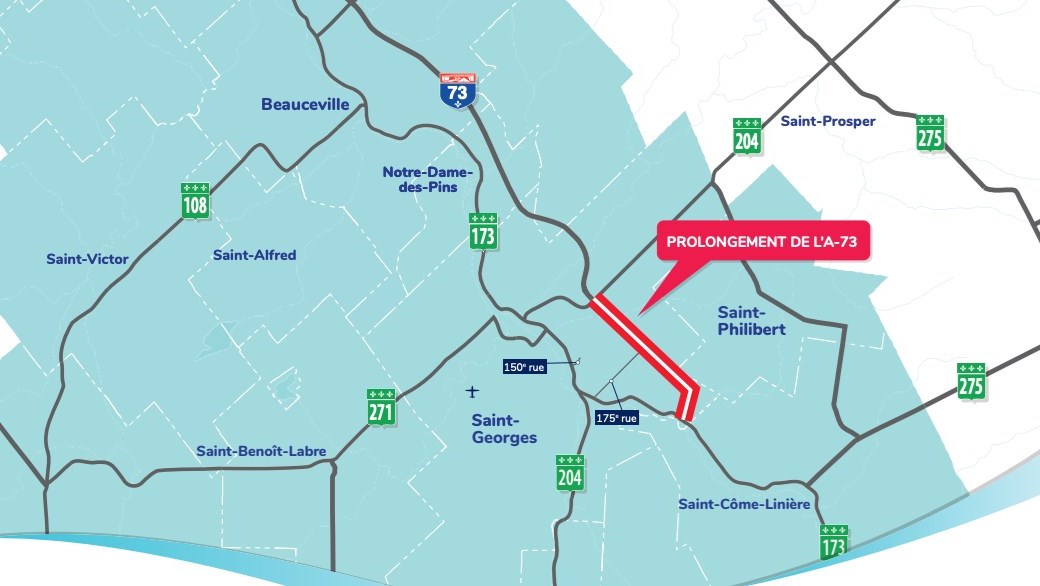 L'autoroute 73 sera prolongée de 7,5 km à Saint-Georges