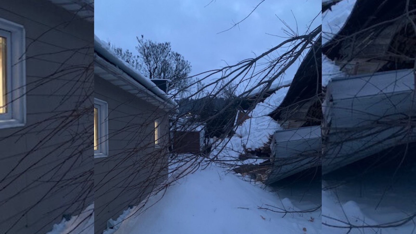 Affaissement du toit d'un entrepôt à bois chez Séchoirs de Beauce
