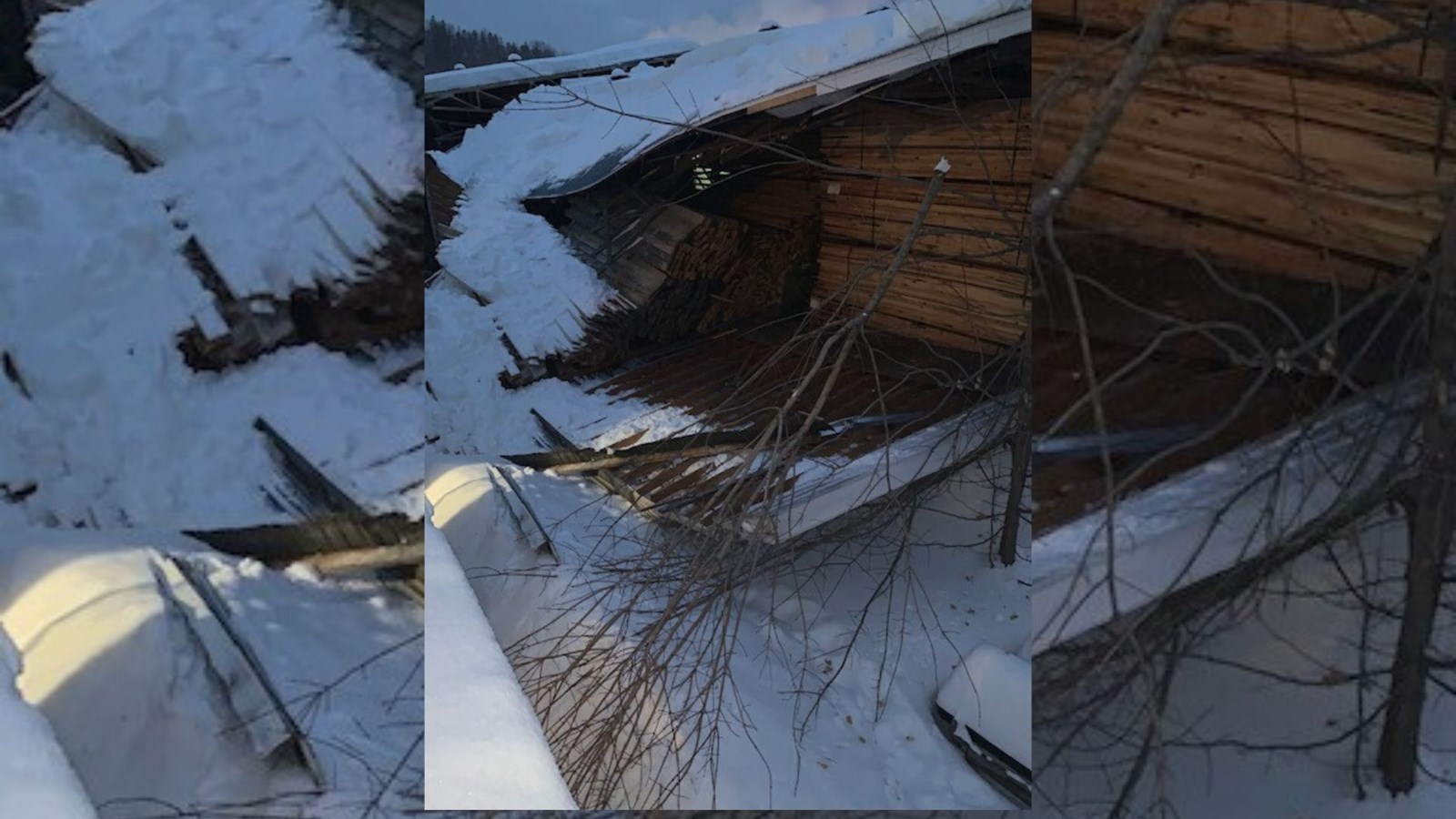 Affaissement du toit d'un entrepôt à bois chez Séchoirs de Beauce