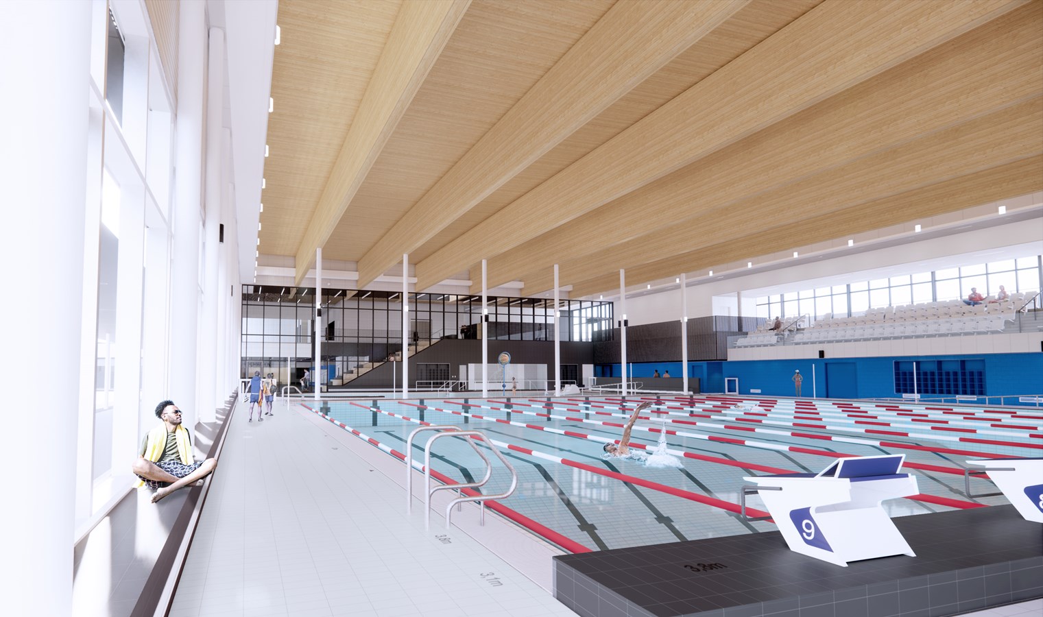 Livraison des poutres lamellées collées au Complexe multisport