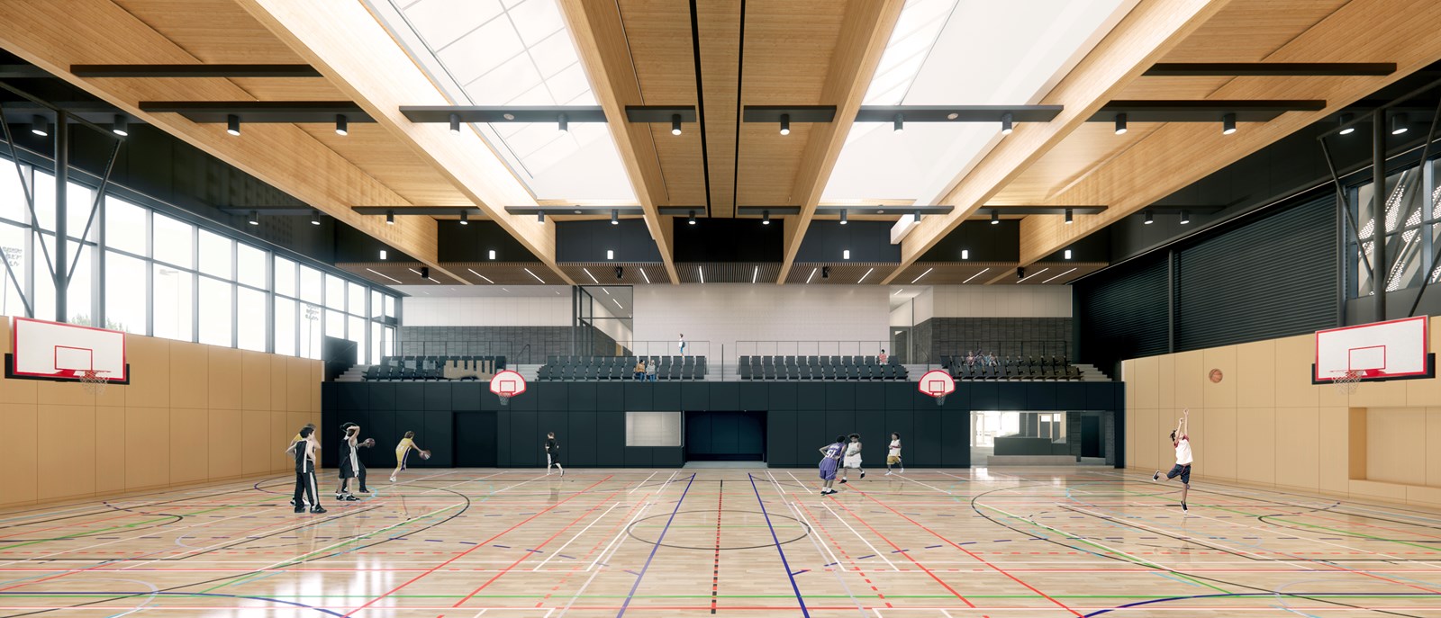 Livraison des poutres lamellées collées au Complexe multisport