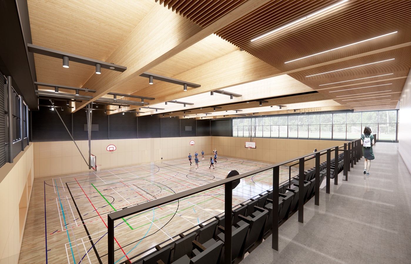 Livraison des poutres lamellées collées au Complexe multisport
